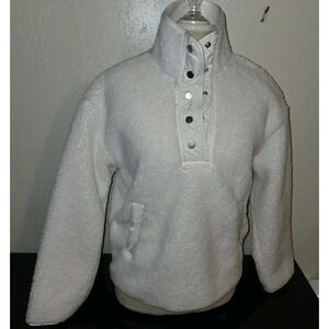 NWT Athleta Cozy Sherpa Snap Sweatshirt Women's XS White Fleece Fuzzy